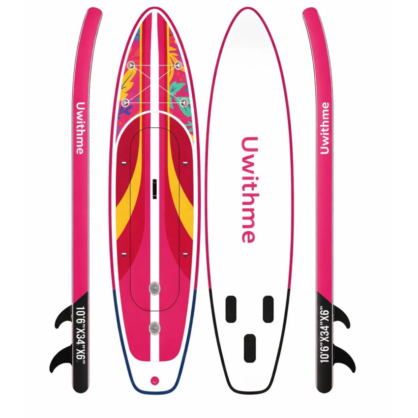 Надувная доска для SUP (САП) серфинга 325*86*15 UWITHME (ДВУХКАМЕРНАЯ) розовая